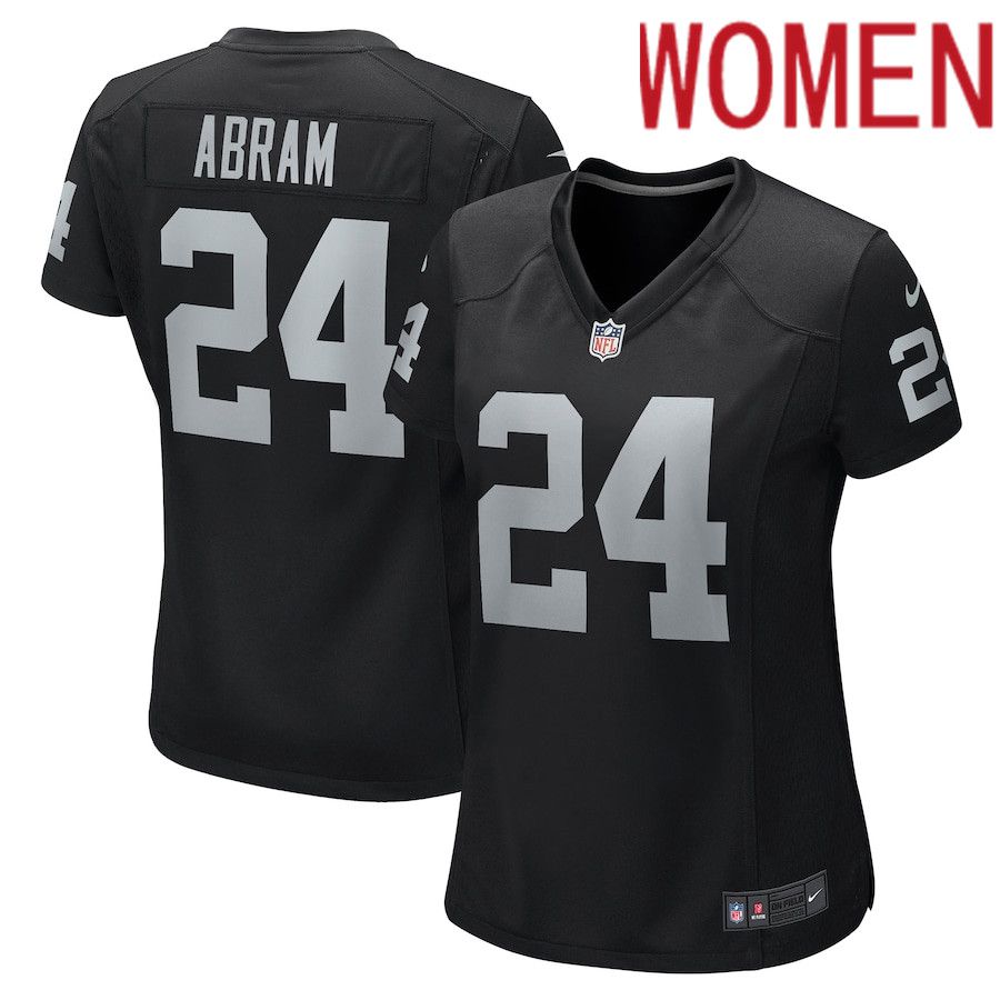 Women Oakland Raiders 24 Johnathan Abram Nike Black Player Game NFL Jersey